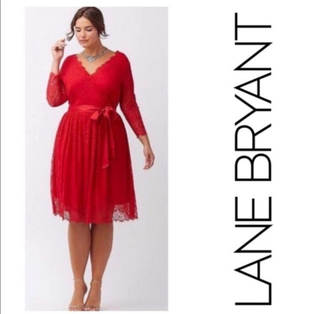 NWT HP🎉Lane Bryant Lace Red Dress, Plus, Size 28